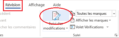 Activer le suivi des modifications sur Word